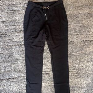 Fashion Nova Black High-Waist Ponte Pants with Belt Detail